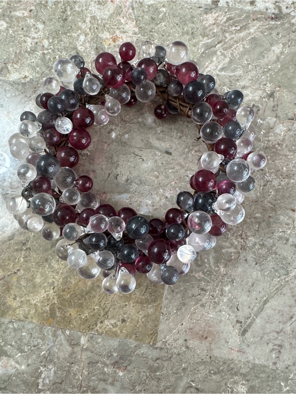 Beaded Cluster decorative candle ring or mini wreath